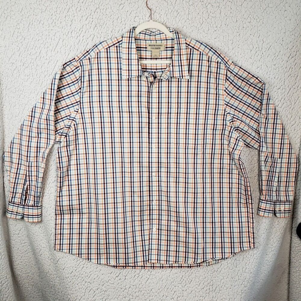 Duluth Trading Co Wrinklefighter Shirt Mens 3XL Plaid Cotton Workwear Casual